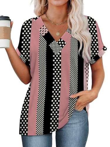 Image of WIHOLL Womens Summer Tops Short Dolman Sleeve Shirts 2026 Fashion V Neck Outfits Clothes