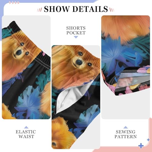 ZZXXB Pomeranian Trpical Flowers Boys Long Pants Soft Trousers Elastic Waist Kids Lounge Bottoms with Pockets S-XL4