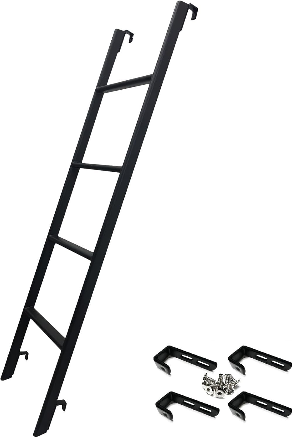 RV Bunk Bed Ladder One-Piece Steel, 50" Bunk Bed Ladder with Flexible and Adjustable Hooks, Safe and Non-Slip Bunk Ladders for RV Home Dormitory, Load-Bearing 330 Pounds