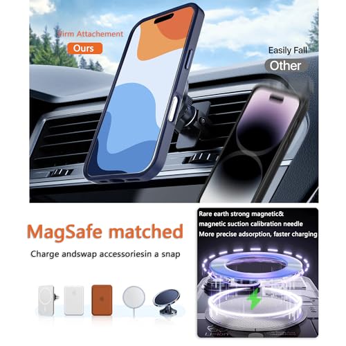Image of Magnetic iPhone 16 Pro case,Compatible with Magsafe, Military-Grade Protection,Slim Translucent Matte Shockproof with Anti-Scratch Anti-Fingerprint Phone Cover (Dark Blue, iPhone 16 Pro)