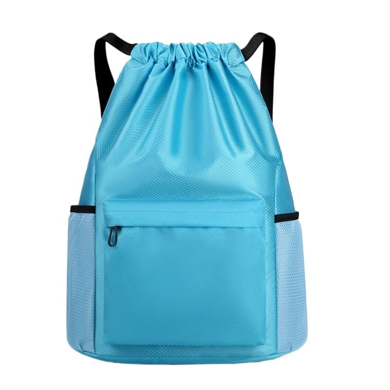 Sacca Zaino sportivo con coulisse, borsa a tracolla grande capacità, for palestra, nuoto e spiaggia, for donne uomini(Sky blue-L)