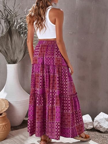 Women's Casual High Waist Tie Bohemian Style Paisley Print Long Maxi Skirt3
