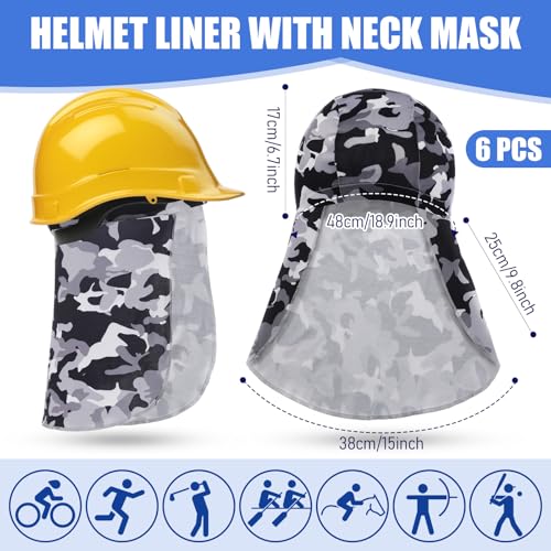 Syhood 3 Pieces Helmet Liner with Neck Mask, Cooling Skull Cap Sweat Wicking Cap with Tail Sun Cycling Running Neck Protection Hat (Gray,Royal Blue,Black)