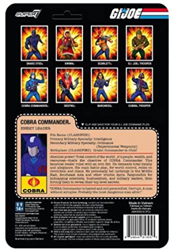 Super 7 G.i. Joe Reaction Wave 2 - Cobra Commander Vac Metal - Enemy Leader, Pale Blue, (Re-Gijow02-Cco-01) #TOP2
