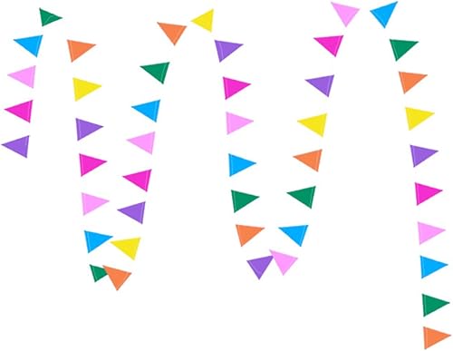 Miniatura 4 de Banderines de papel con bandera triangular multicolor de 26 pies para decoración colgante de fiesta de boda, 2 juegos