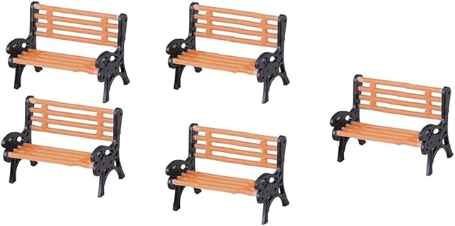 5PCS Mini Park Benches Model Train 1:100 Bench Chair Settee Miniature Park Bench Craft for Railway Layout, Outdoor Sports Games
