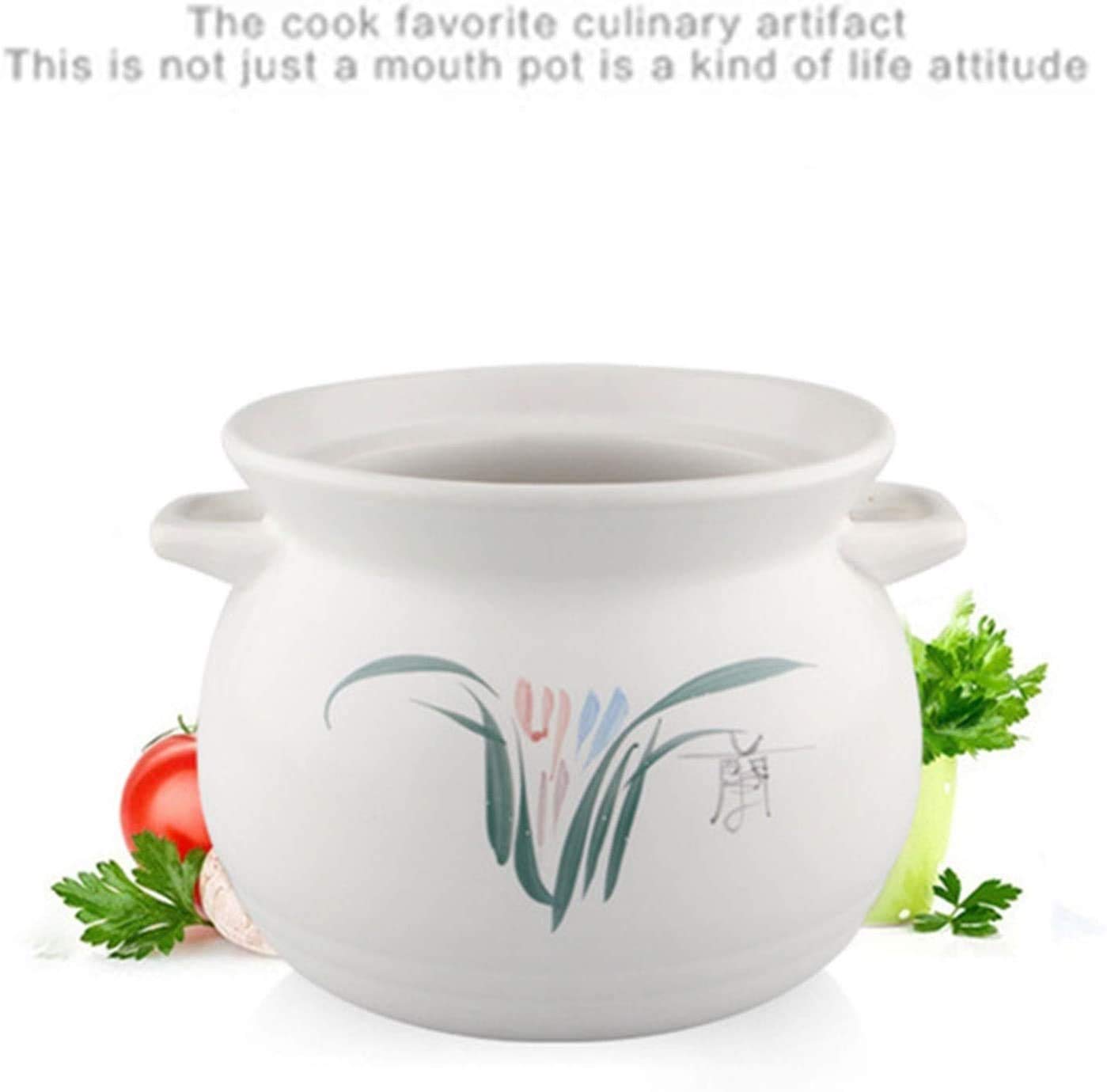 Natürlicher glasierter Tonkocher, runder Auflauf, hochwertige Keramik-Kochplatten-Topfschale, direkter Wärme-Earthenware-Nudelreis Bibimbap Bald TOFU-Suppenschüssel Tontopf (Size : 1.1L)