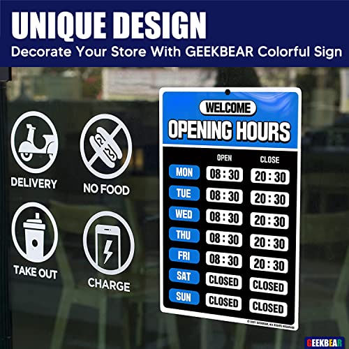 Geekbear Opening Hours Sign (02. Blue) – Business Hours Sign - Store Hours Sign – Hours Of Operation Signs For Business – Open Sign With Hours – Store Or Office Hours Sign Changeable #TOP2