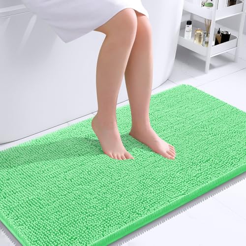 Image of OLANLY Large Bathroom Rugs 40x24, Extra Soft Absorbent Chenille Bath Rugs, Rubber Backing Quick Dry, Machine Washable Bath Mats for Bathroom Floor, Tub and Shower, Home Decor Accessories, Mint Green