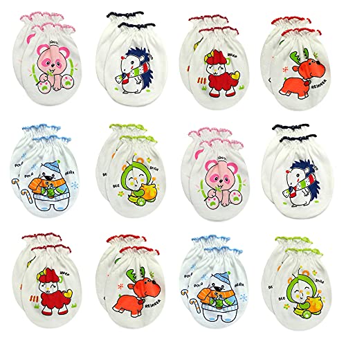 Image of RATIVE Baby Mittens Newborn No Scratch Gloves, Organic Cotton Infant Mittens for Baby Boy & Girl, 0-6 Months