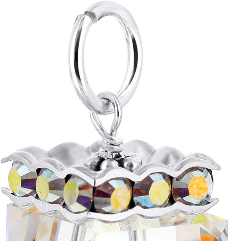 Gem Avenue .925 Sterling Silver Pendant with Cube Austrian Crystal and Rondelle Beads Clear AB