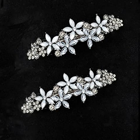 Goledwedy Silver Rhinestone Bridal Hair Clips Cover