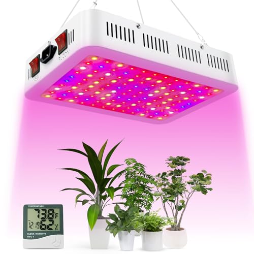 NAILGIRLS Grow Light 2025 Newest 1500W LED Plant Grow Light Full Spectrum,Dual Switch Veg/Bloom Daisy Chain Plant Grow Heat Lamp with Temperature Hygrometer for Indoor Plants Grow