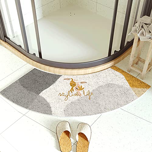 KAYBTNT Eckdusche Duschvorleger, 100 x 45 cm Badezimmerteppich Gebogene Badematte, Halbrund...