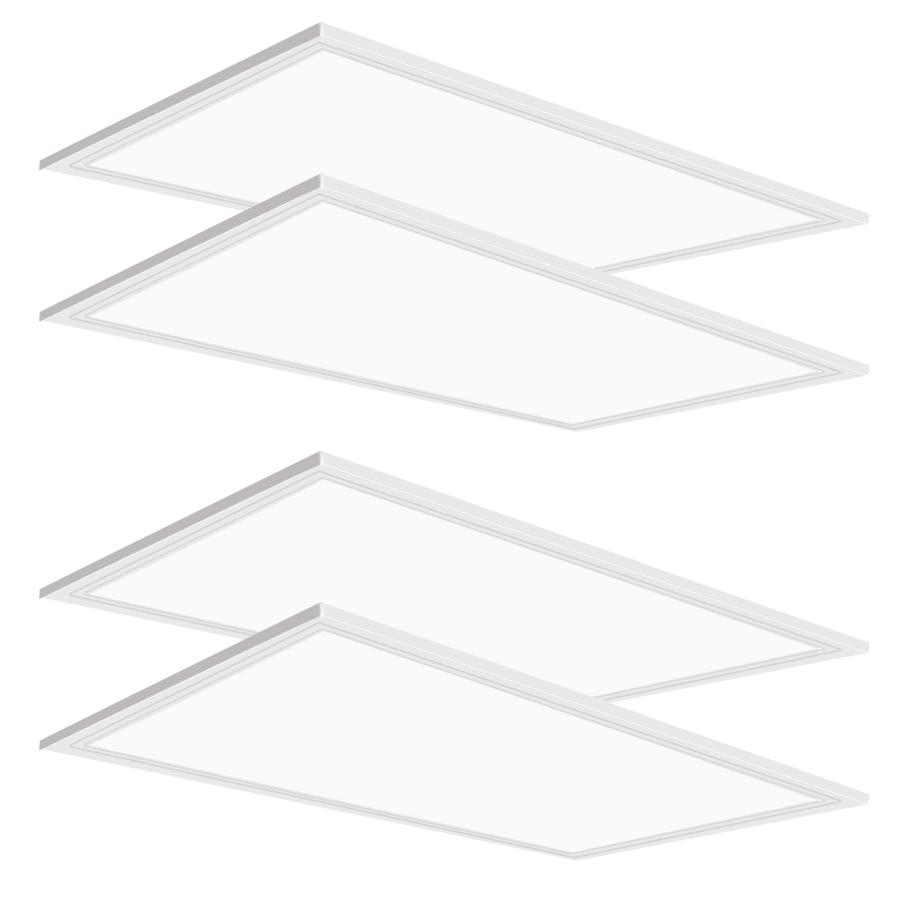 4 Pack 2x4 LED Flat Panel Light Drop Ceiling Office Fixture, 7800LM Daylight 2x4 LED Light Fixture, 5000K 2x4 Recessed Drop Ceiling Lights, 0-10V Dimmable Lay in Fixture for Office Kitchen, ETL Listed