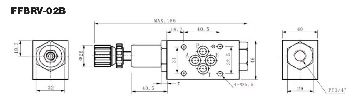 Hydrauliczny Cetop 3 Modułowy zawór redukcyjny 35-140 bar na porcie B