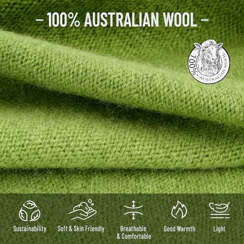 HAMUNI 100% Wool Slouchy Beanie for Women, Soft Wool Hat, Lightweight Breathable Winter Beanie, Relaxed Fit for Spring, Fall and Winter, Everyday Wear Green - image 2