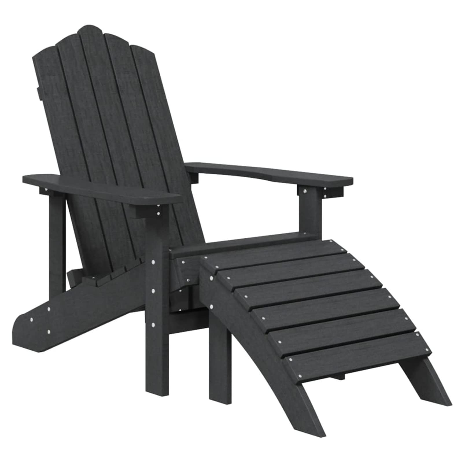GuyAna Sedie Giardino Adirondack 2 pz con Poggiapiedi HDPE Antracite,Sedie da Giardino,Sedie da Esterno,Sedie Giardino Esterno,Arredo Giardino per Esterno