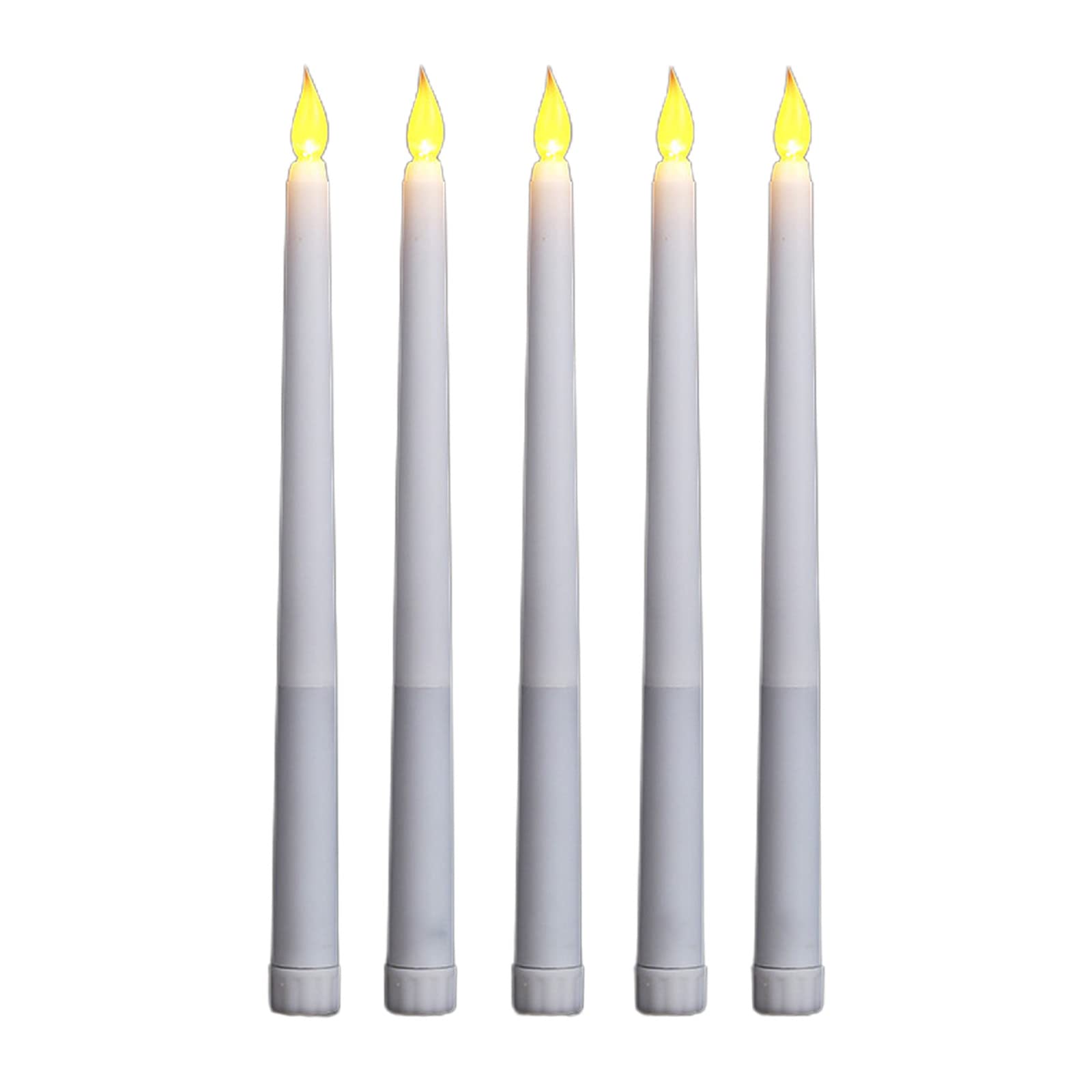 Elnwnnkc 5pcs 10.8 Inch Flameless Taper Battery Operated LED Taper Light for Dinner Table Centerpieces Birthday Electronic Candles Flickering
