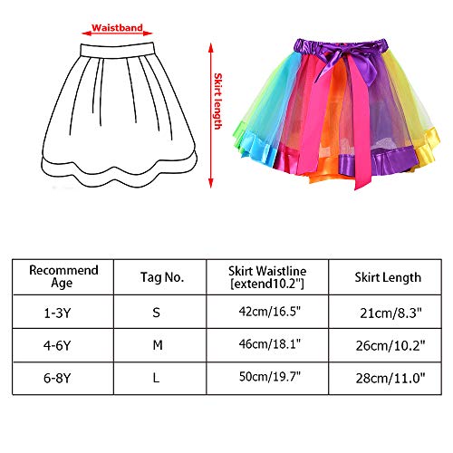 Tfjh E Kids Girls Layered Colorful Tutu Skirt Halloween Cosplay Party Dance Dress,Rainbow Skirt L #TOP5