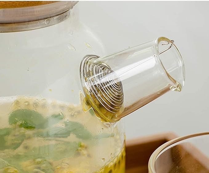 Image of Bellemax Borosilicate Premium Glass Water Jug - 1.8 LTR, Transparent, Hot Cold Water Pitcher with Wooden Lid Water Jug, Iced Tea, Milk and Juice Beverage Carafe, Lemon Kettle 1800ML (TR-09)