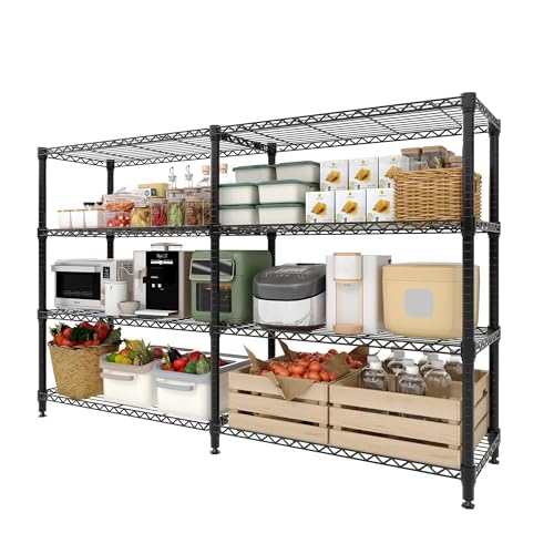 Image of GarveeTech 4-Tier Storage Shelves Metal Shelving Unit 13.8 inch D x 59 inch W x 59.5 inch H, 1060 LBS Heavy Duty Wire Shelving, l-Shaped Storage Rack with Adjustable Shelf for Home, Pantry & Warehouse