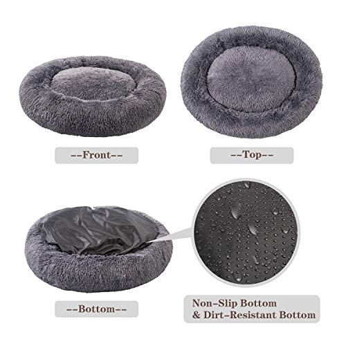 Mfox Calming Dog Bed (L/Xl/Xxl/Xxxl) For Medium And Large Dogs Comfortable Pet Bed Faux Fur Donut Cuddler Up To 25/35/55/100Lbs #TOP3