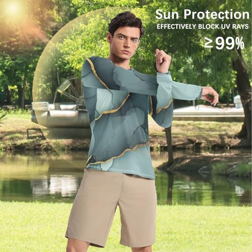 Marble Green Grey Long Sleeves UPF 50+ Comfortable Long Sleeve UV Sun Protection Long Sleeve Shirts Outdoors4