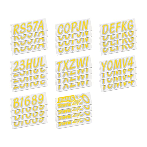 Image of STIFFIE Whipline Yellow /Silver 3 inch Boat & PWC Registration Decals • Numbers Letters Stickers
