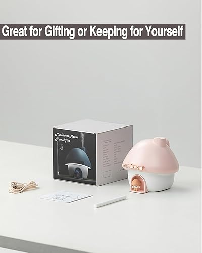 Miniatura 6 de Lindo humidificador de casa de hongos, humidificador pequeño de niebla fría de 10.1 fl oz, mini humidificador de aire portátil recargable por USB