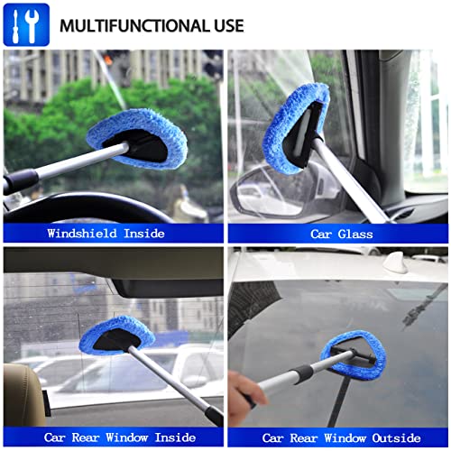 Manducary Extendable Longer Windshield Cleaning Tool, Stronger Absorbent Car Window Cleaner With 5 Pcs Washable Pads And 2 Pcs Spray Bottles, Multifunctional Use Windshield Cleaner Tool Kit #TOP4