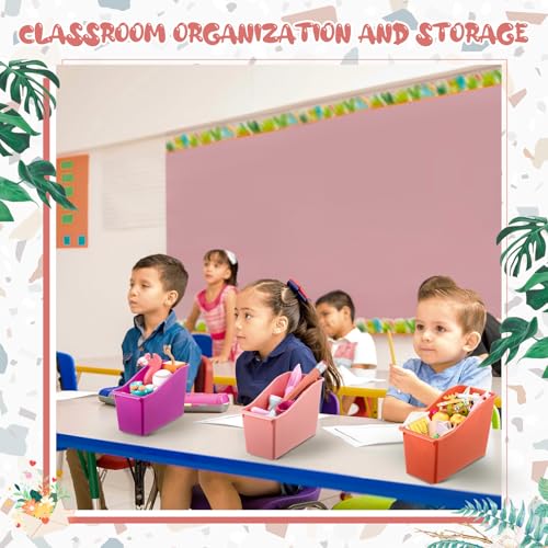 Image of Geetery Plastic Book Bins for Classroom, 50 Pcs, Wildflower Color