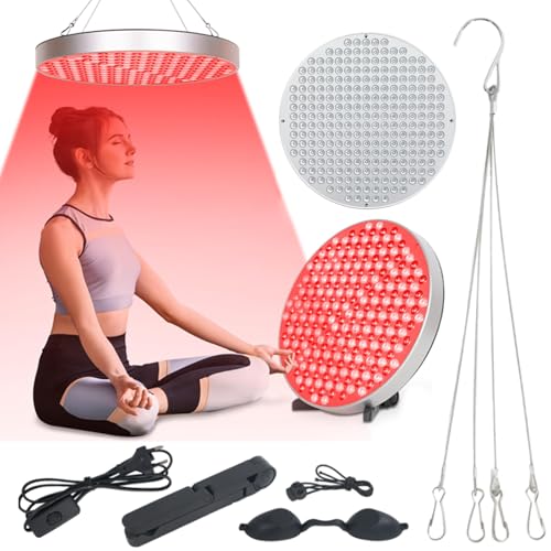 Panel De Terapia De Luz Roja Redonda De 250 Led Con Soporte, Combinación De Luz Profunda De 660 Nm E Infrarroja Cercana De 850 Nm, Para Cuerpo Y Rostro, Belleza De La Piel Y Alivio Del Dolor