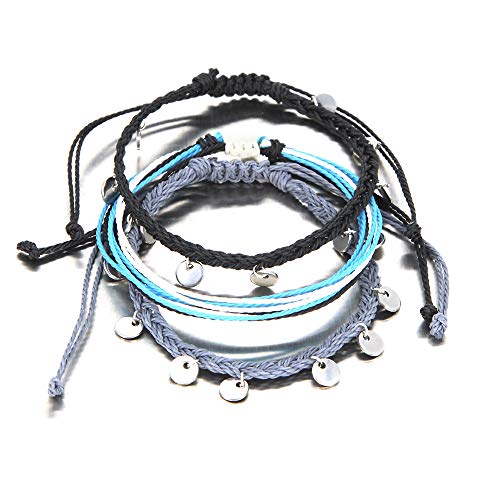 FANCY SHINY String Ankle Bracelets Waterproof Rope Anklets Braided Beach Boho Coin Anklets