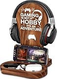 Picture of CryCarrot Gamer Gifts for Teenage Boys, Gaming Headphone Stand for Men, Gaming Room Desk Decor Wooden Headset Holder, Son Boyfriend Husband Game Lover Gifts -Gaming is an Adventure