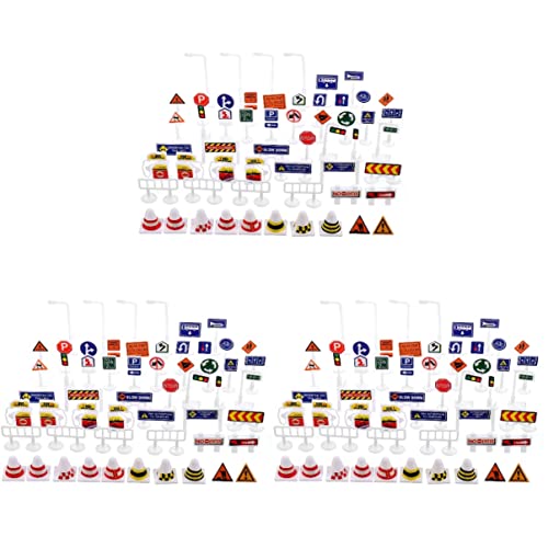 Toyvian 168 Pcs Trafic Route Enfants Feux de Circulation Panneaux de Signalisation Mini Panneaux de Signalisation Signes Feu de Circulation