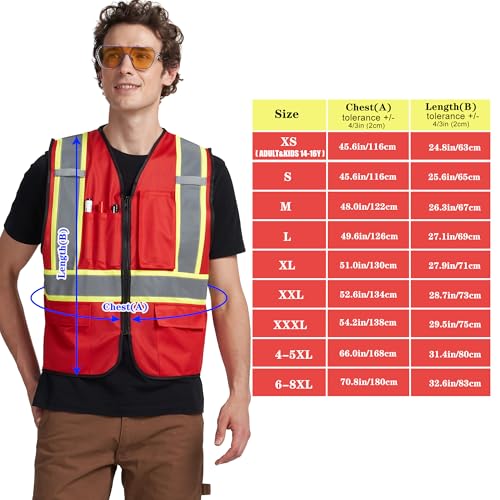 Image of A-KSAFETY High Visibility Safety Vest for Men Women with Pockets and Zipper