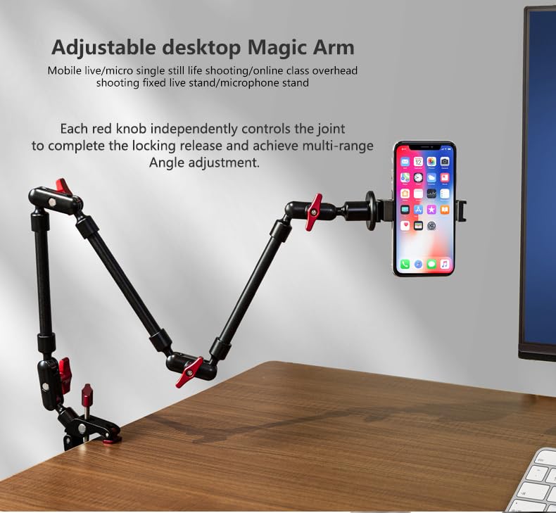 REFLEX CAMERA Metal Articulating 32" Magic Arm with Super Clamp Overhead Camera Mount, 1kg Load Capacity, Boom Arm with 1/4" - Image 3