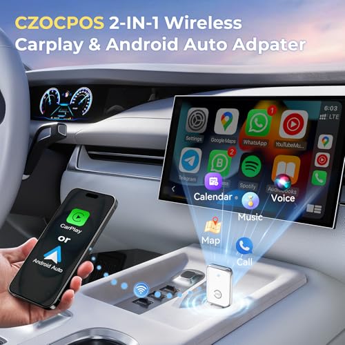 Image of Wireless Carplay Adapter for iPhone, Convert Wired Car Play to Wireless, 2 in 1 Plug and Play Mini CarPlay and Android Auto Adapter for iOS 10 Android 11 and Above, Cars with Built-in Carplay (White)