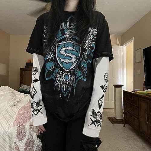 Image of Grunge Clothes for Women Y2K Tops Long Sleeve Fairy Grunge Aesthetic Shirts Teen Girls Vintage Graphic Tees Fall