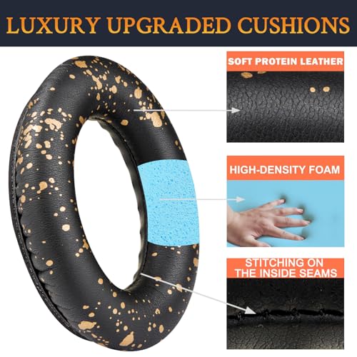 Image of SoloWIT Protein Leather Earpads Cushions for Bose Headphones, Replacement Ear Pads for Bose QuietComfort 15 QC15 QC25 QC2 QC35 /Ae2 Ae2i Ae2w /SoundTrue & SoundLink Around-Ear Series - Black Gold