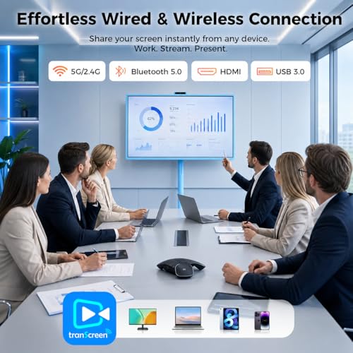 Image of 32 Inch Portable Smart TV | 1080P Touch Screen | Android 15 8G+128GB Storage | Movable Monitor on Wheels | 5MP Camera | 38,400 mAh Battery | Voice /Airmouse Remote Control | Versatile Rotatable Display