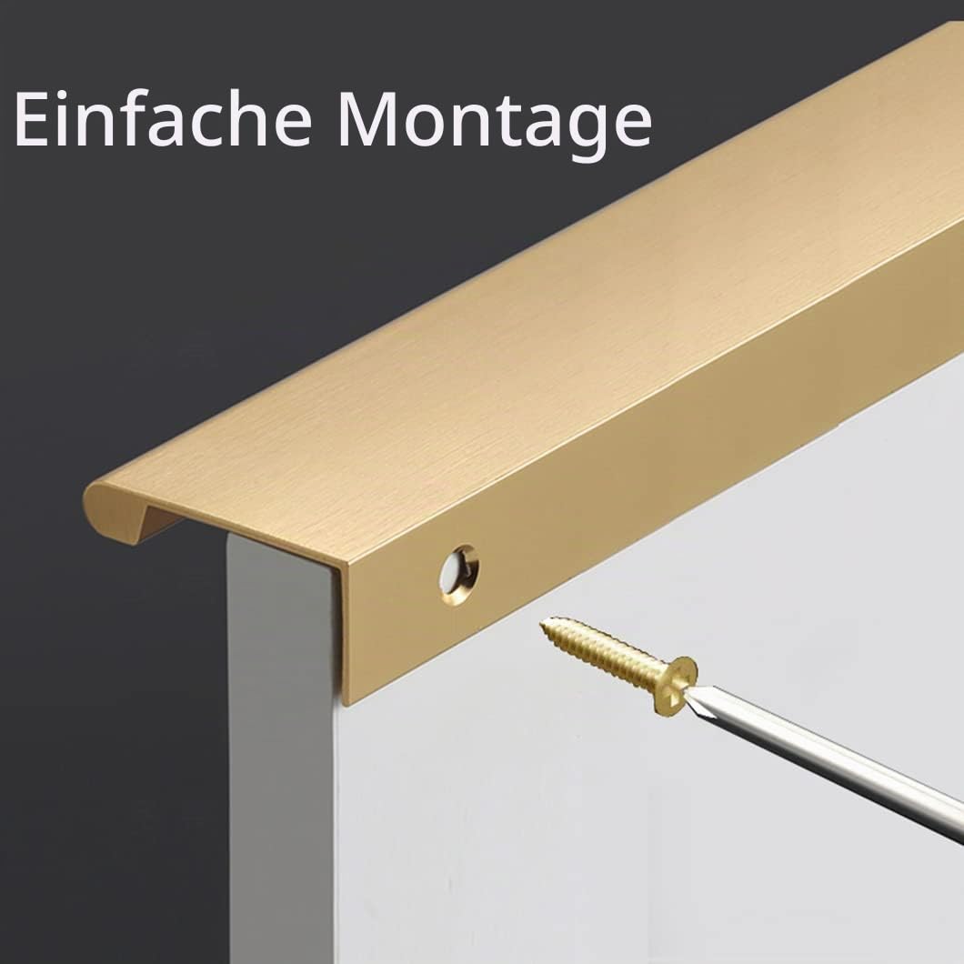 Versteckte Möbelgriffe Gold Schranktürgriffe 2 Stück Küchengriff Kleiderschrankgriff Extra Lange Griffe Schubladengriffe, Aluminiumlegierung (Length 1000mm)