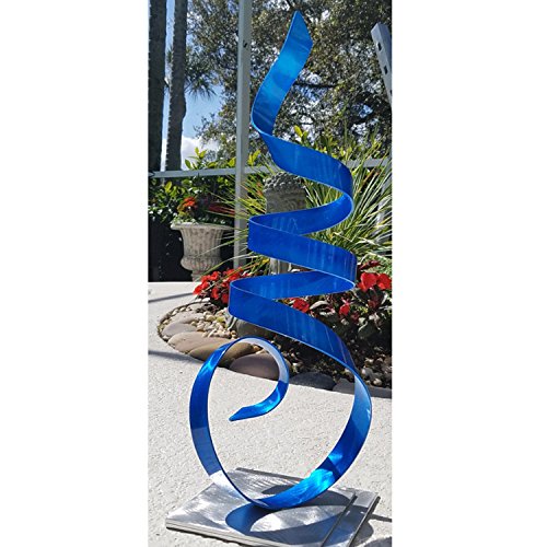Statements2000 Modern Metal Centerpiece, Abstract Garden Decor, Contemporary Table Top Accent Sculpture - Blue Sea Breeze Accent By Jon Allen - 18" #TOP2