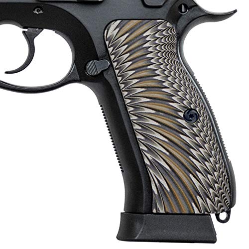 Guuun G10 CZ Grips for CZ 75 Custom Full Size SP-01 Pistol Grips Sunburst Texture - Coyote Color
