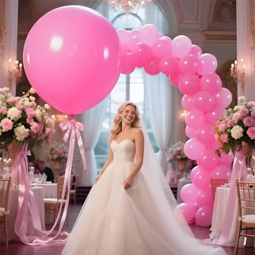 Image of Pink Balloons 9pcs 36 Inch Extra Large Big Jumbo Giant Matte Pink Balloons for Baby Shower Valentine's Day Princess Bridal Shower Bachelorette Birthday Party Decorations