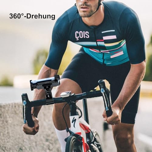 Ktryman Handyhalter Fahrrad, Handyhalterung Motorrad - [1s Auto-Sperre] Universal 360° Lenker Halter Fahrradhalterung Handy für iPhone 16 15 14, Samsung, 4,7-7 Smartphone