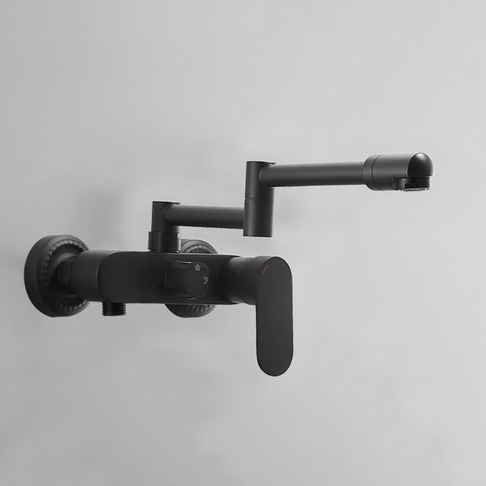 Grifo De Baño Montado En La Pared Grifo Lavadora Doble Salida Plegable Agua Fría Y Caliente Doble Orificio,Negro