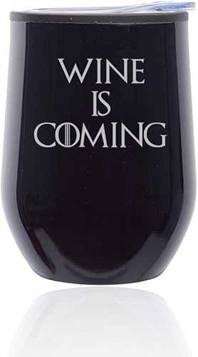 Miniatura 8 de Stemless Wine Tumbler Coffee Travel Mug Glass With Lid Wine Is Coming Funny (Turquoise Teal)