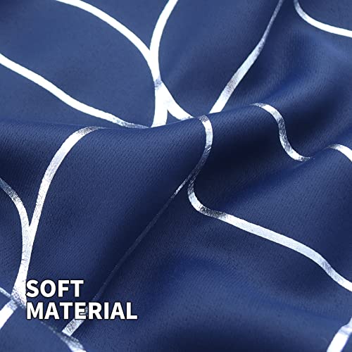 Bgment Foil Printed Blackout Curtains 84 Inches Long Grommet Thermal Insulated Room Darkening Window Curtains With Geometric Line Printed For Bedroom,2 Panels, 52 X 84 Inch, Navy Blue #TOP6
